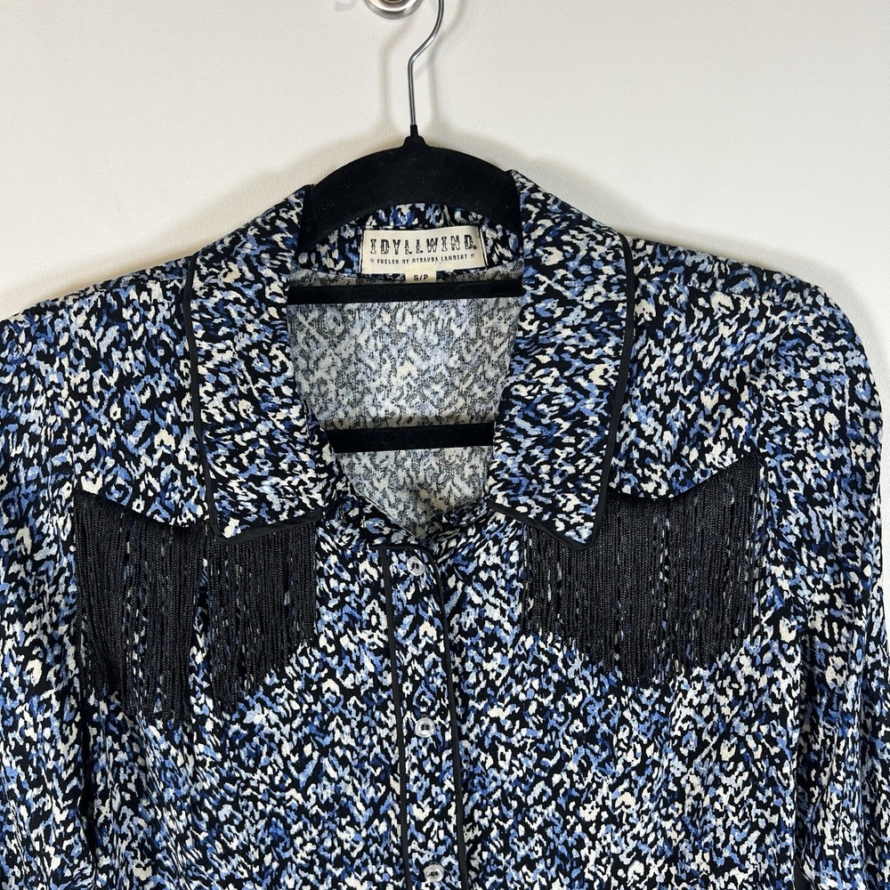 IDYLLWIND‎ by Miranda Lambert Blue Long Sleeve Tassel Button Up Size Large Small - Picture 2 of 10